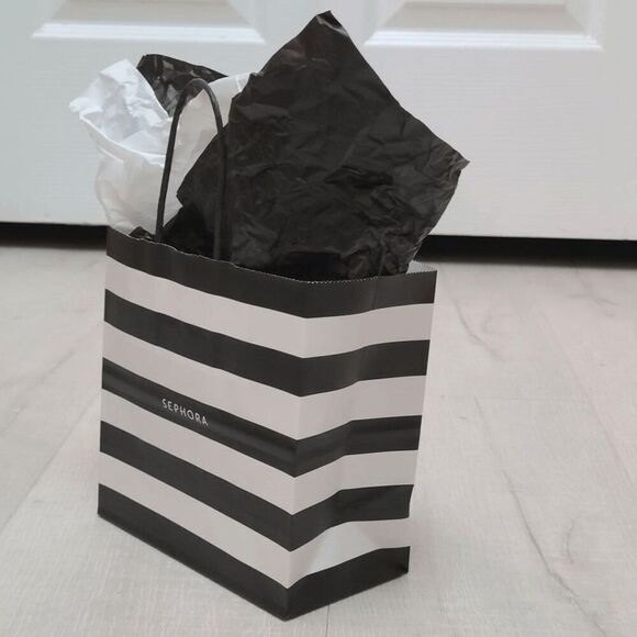 🖤🤍 SEPHORA Empty Black White Striped Paper Shopping Gift Bag with Tissues - Picture 9 of 9